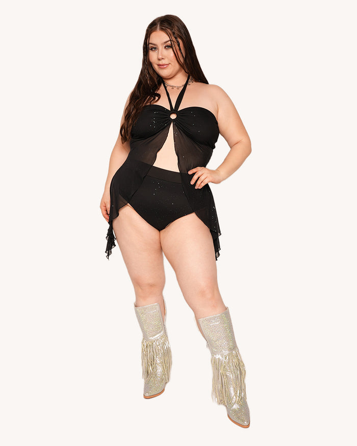 Holo Star Mesh Booty Shorts