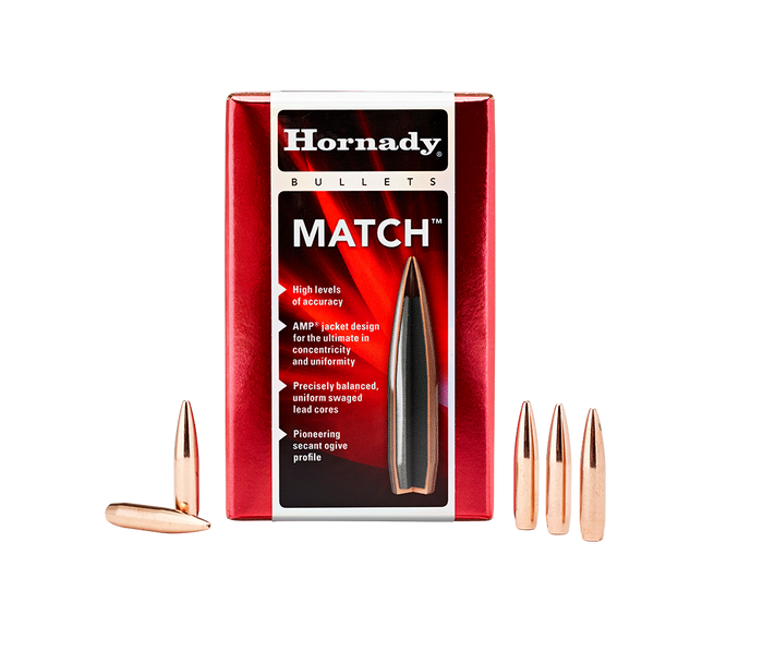 Hornady .264 Diameter 123 Grain Boat Tail Hollow Point Match 100 Count Bullets