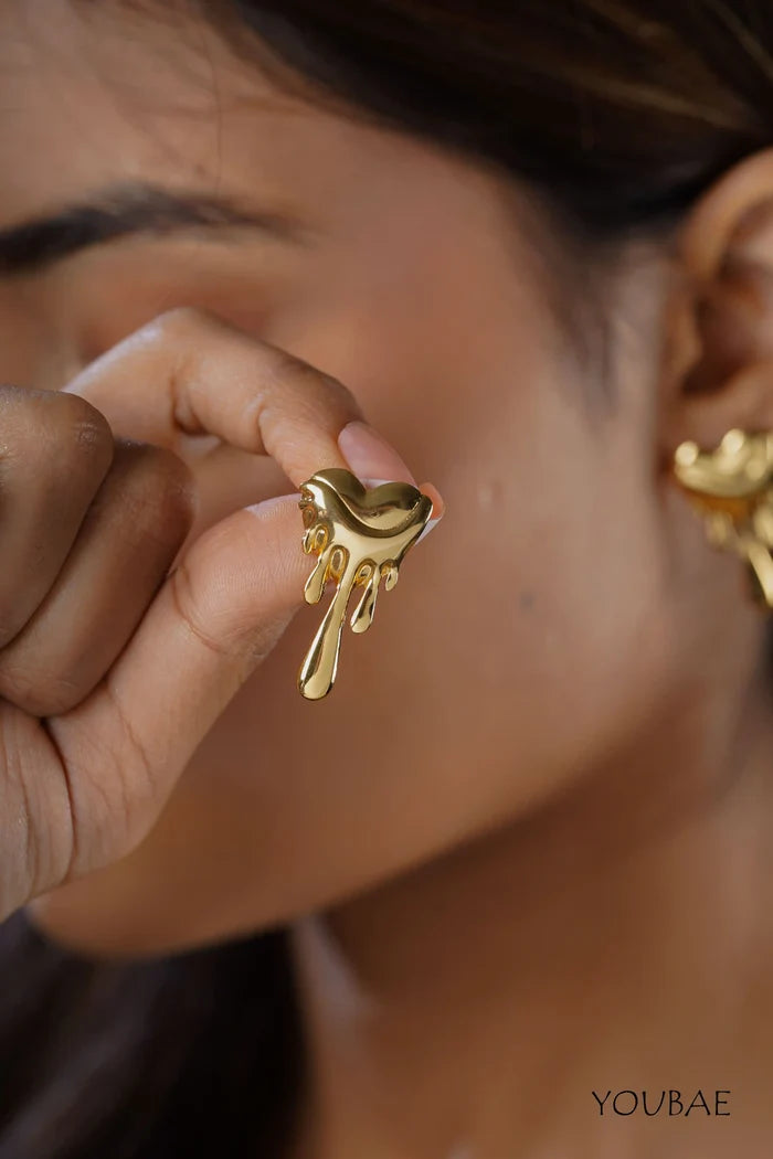 Hunter Heart Studs, Anti-Tarnish Steel Earrings