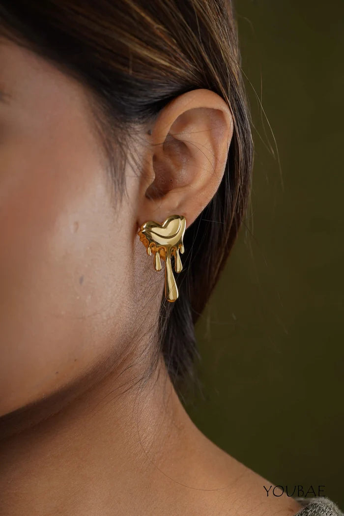 Hunter Heart Studs, Anti-Tarnish Steel Earrings
