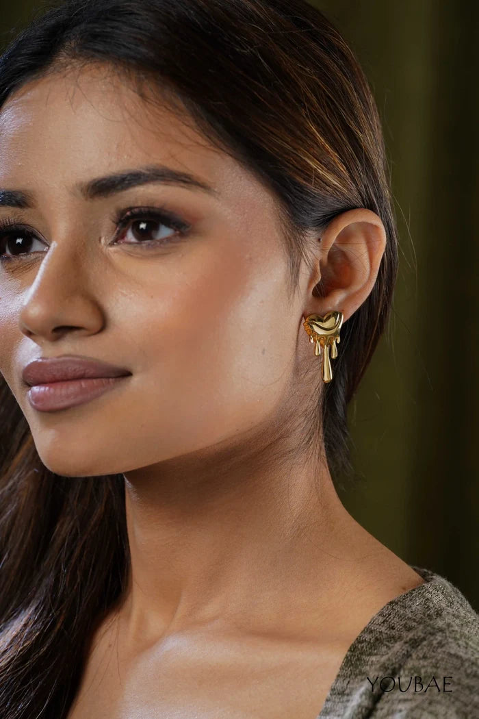 Hunter Heart Studs, Anti-Tarnish Steel Earrings