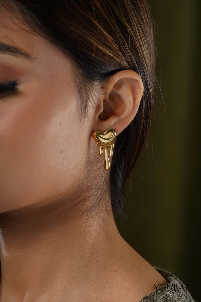 Hunter Heart Studs, Anti-Tarnish Steel Earrings