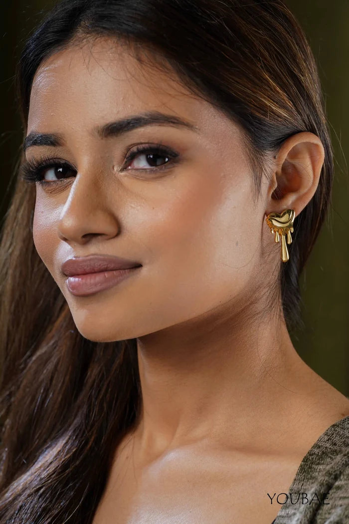 Hunter Heart Studs, Anti-Tarnish Steel Earrings