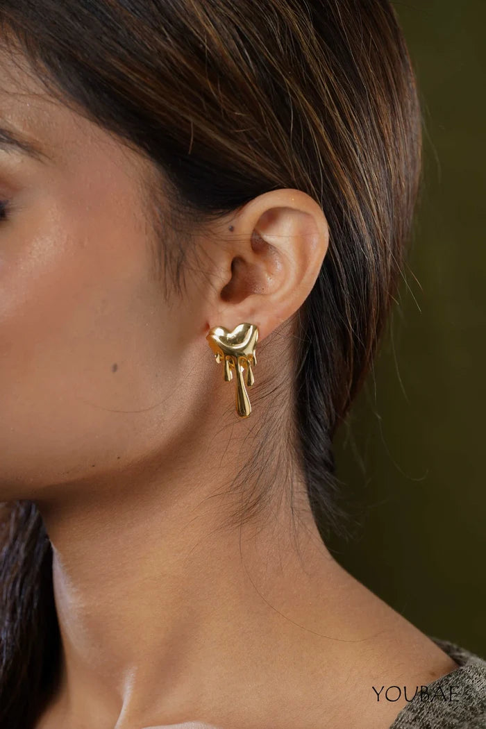 Hunter Heart Studs, Anti-Tarnish Steel Earrings