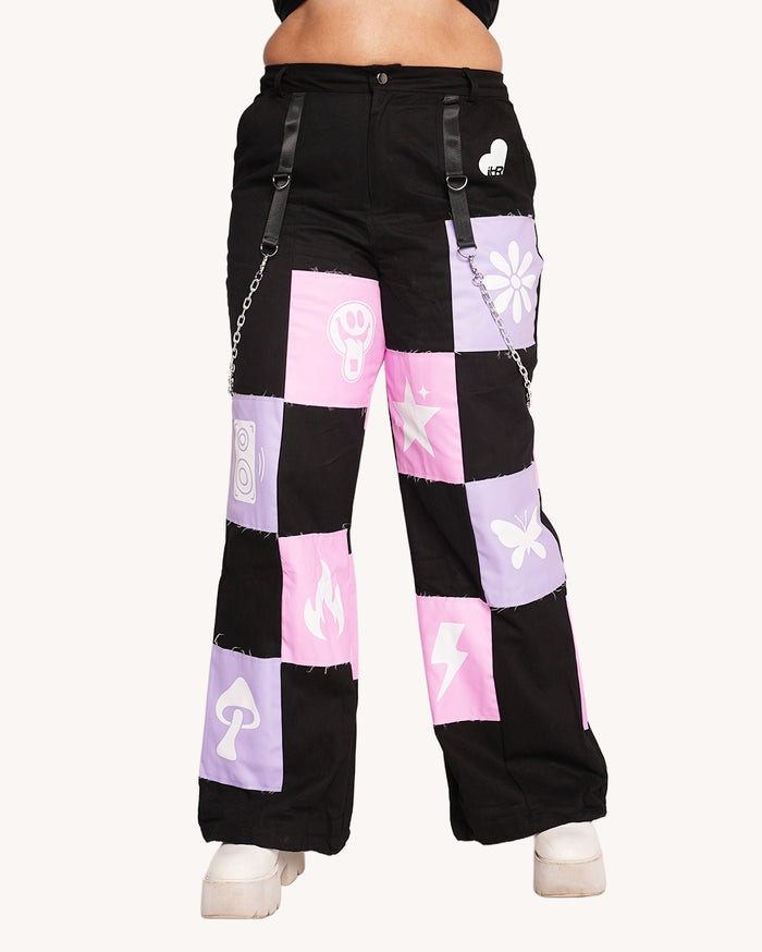 iHeartRaves Patchwork Cargo Pants