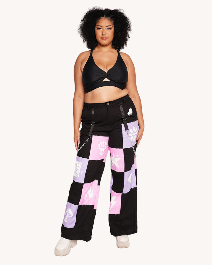 iHeartRaves Patchwork Cargo Pants