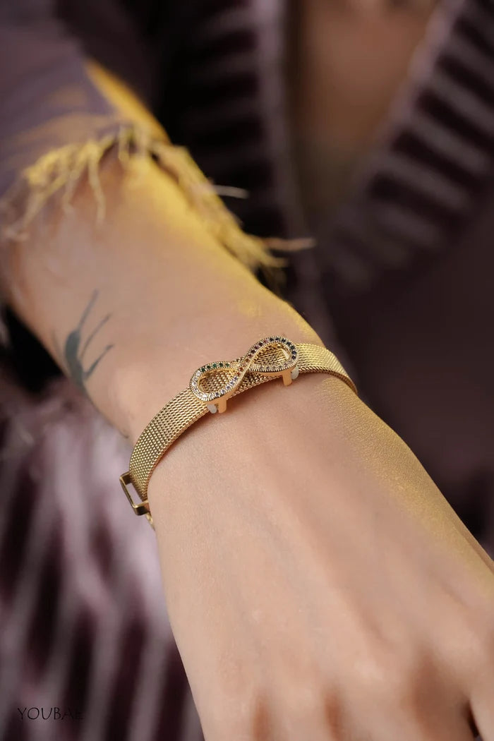 Infinity Free Size Adjustable Hau Wrist Band, Watch Look Alike Bracelet