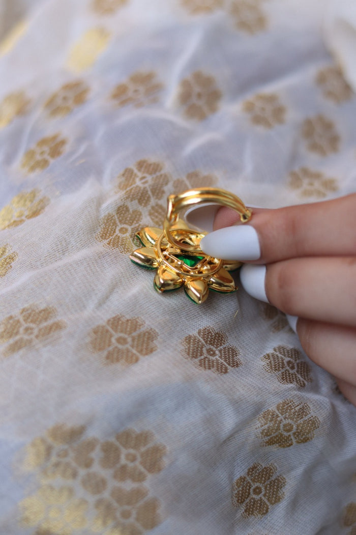 Jaagruthi Free Sized, Adjustable Gold Plated Kundan Ring