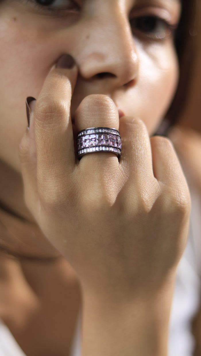 Junko Invisible Stone Setting Free Sized Adjustable AD Ring