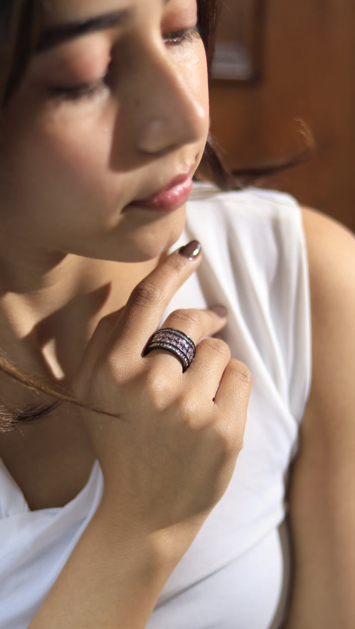 Junko Invisible Stone Setting Free Sized Adjustable AD Ring