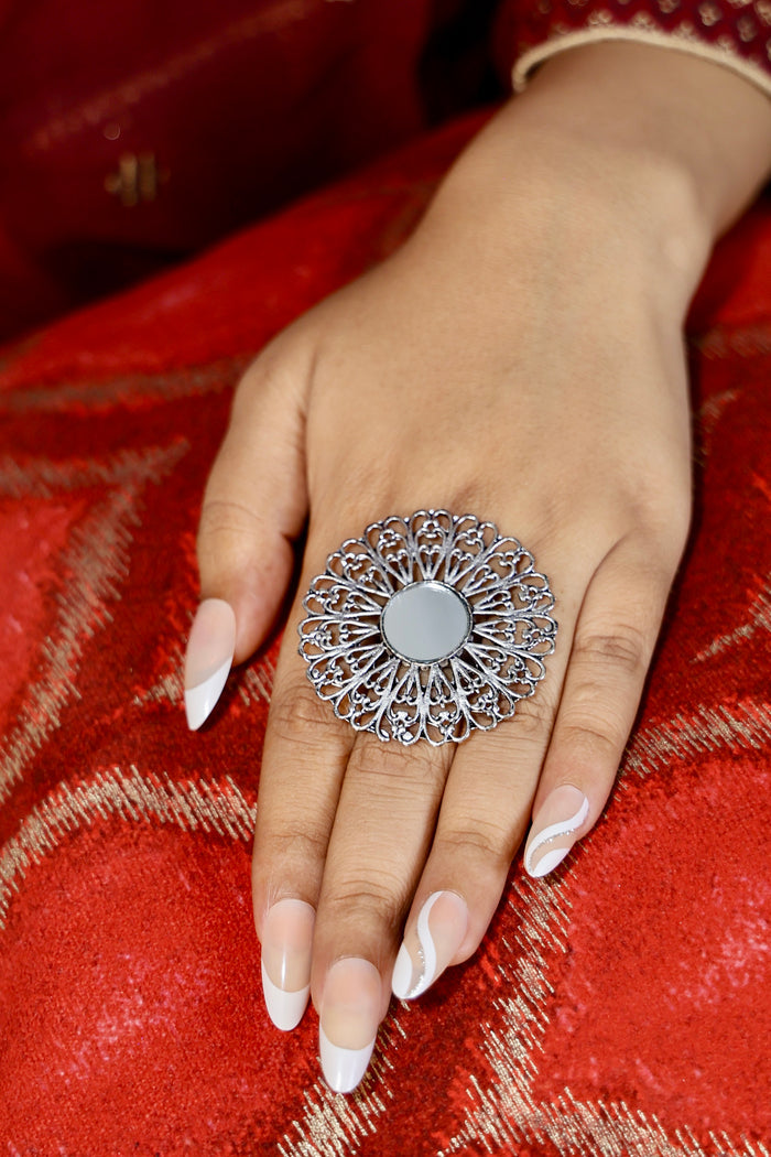 Kamakhya Free Sized - Adjustable, Bohemian Oxidised Ring