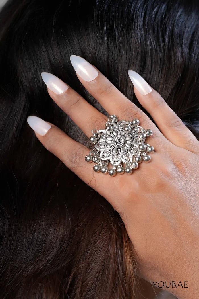 Kastura Free Sized - Adjustable, Bohemian Oxidised Ring
