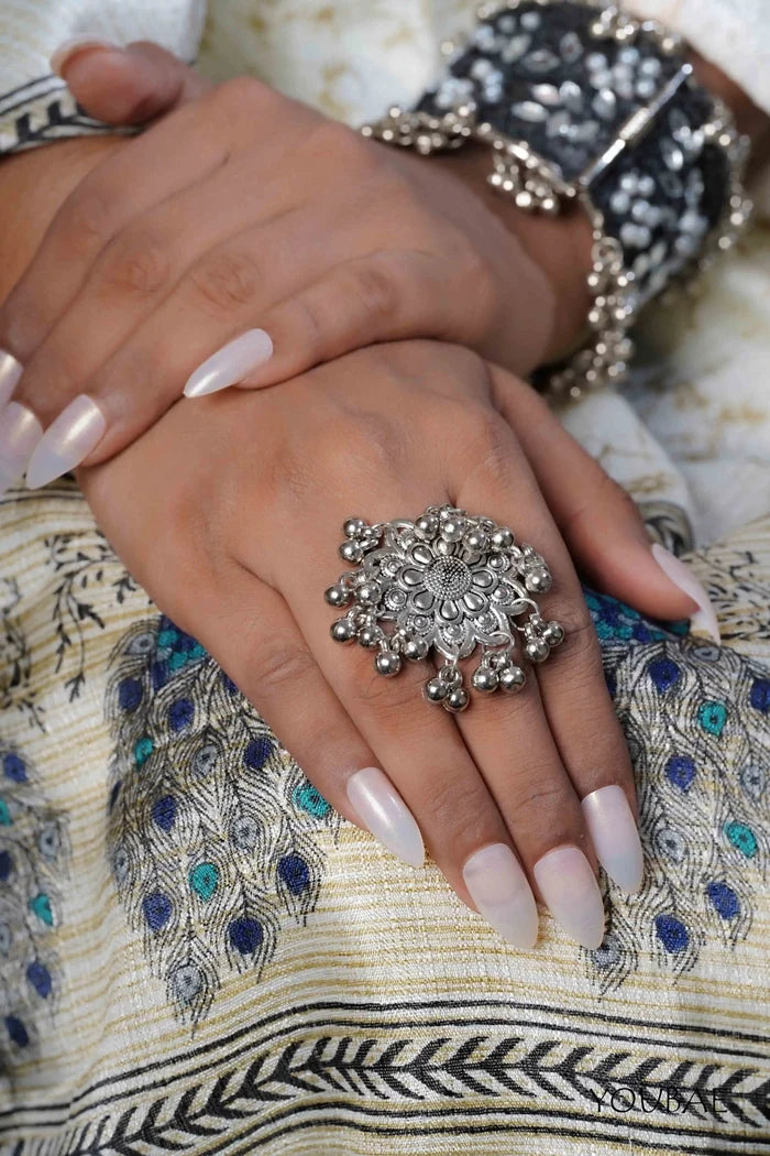 Kastura Free Sized - Adjustable, Bohemian Oxidised Ring