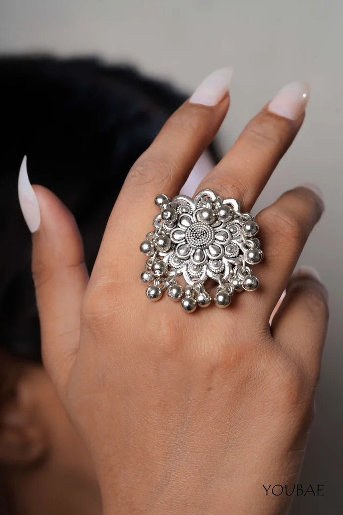 Kastura Free Sized - Adjustable, Bohemian Oxidised Ring
