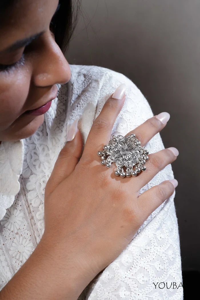 Kastura Free Sized - Adjustable, Bohemian Oxidised Ring