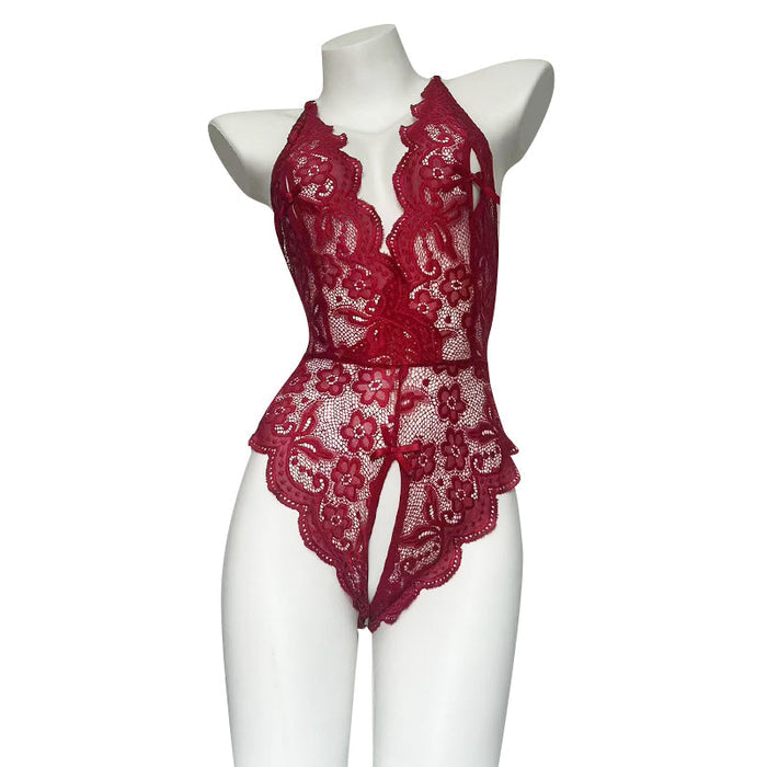 Lace bodysuit lingerie set full-body view