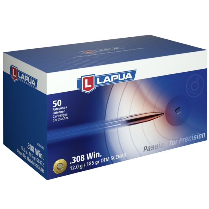 Lapua Ammunition 308 Winchester 185 Grain Scenar Open Tip Match 50 Count