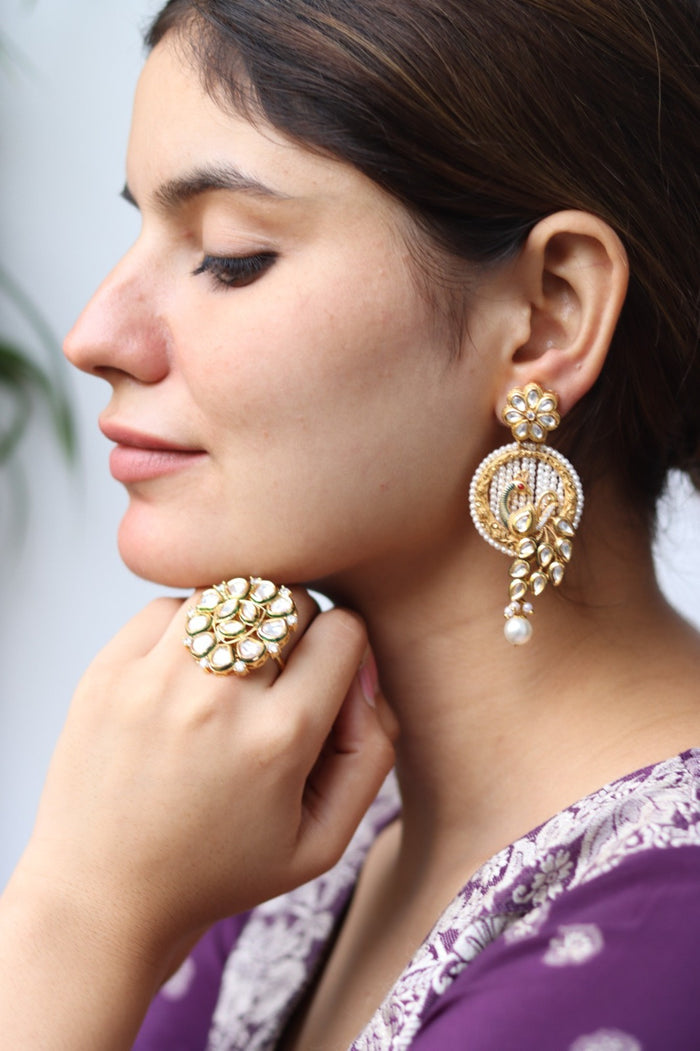 Lasya Gold Plated Kundan Earrings