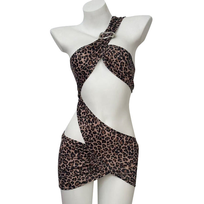Leopard print lingerie dress fabric detail #6552