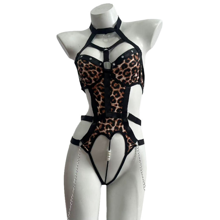 Leopard print lingerie close-up detail