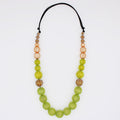 Lime Pietra Graduated Wrapped Bead Necklace - Sylca Designs - Chunky Jewelry