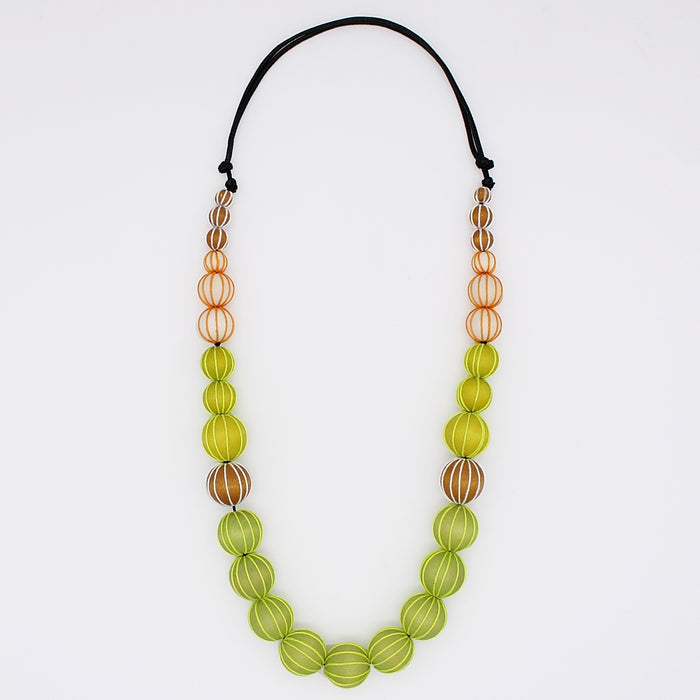 Lime Pietra Graduated Wrapped Bead Necklace - Sylca Designs - Chunky Jewelry