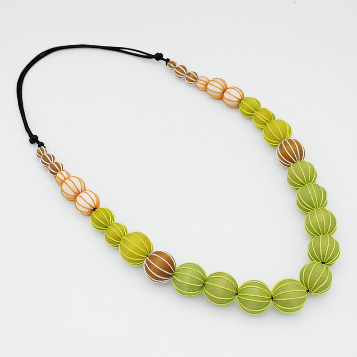Lime Pietra Graduated Wrapped Bead Necklace - Sylca Designs - Chunky Jewelry