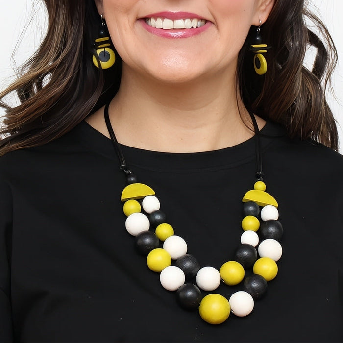 Lime Zuri Round Bead Necklace - Sylca Designs - Chunky Jewelry