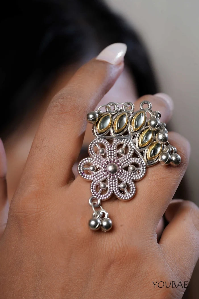 Manjusha Free Sized - Adjustable, Bohemian Oxidised Ring