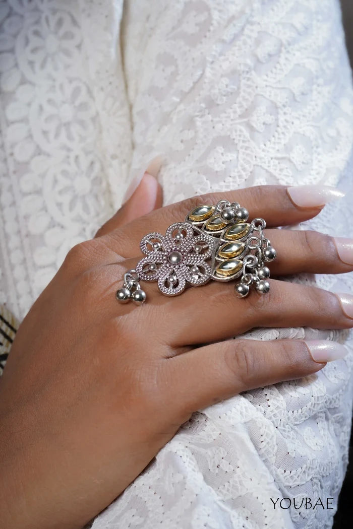 Manjusha Free Sized - Adjustable, Bohemian Oxidised Ring