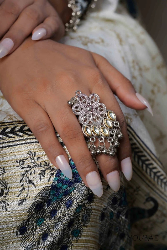 Manjusha Free Sized - Adjustable, Bohemian Oxidised Ring