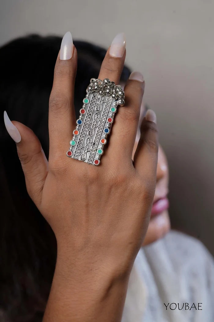 Meglekha Free Sized - Adjustable, Bohemian Oxidised Ring