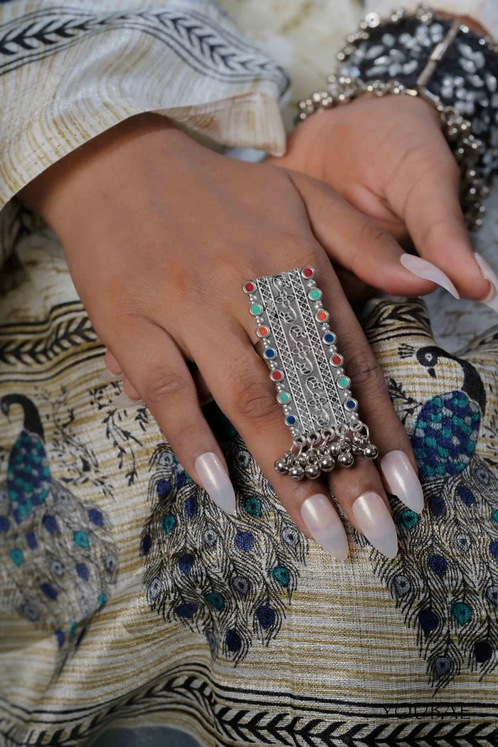 Meglekha Free Sized - Adjustable, Bohemian Oxidised Ring