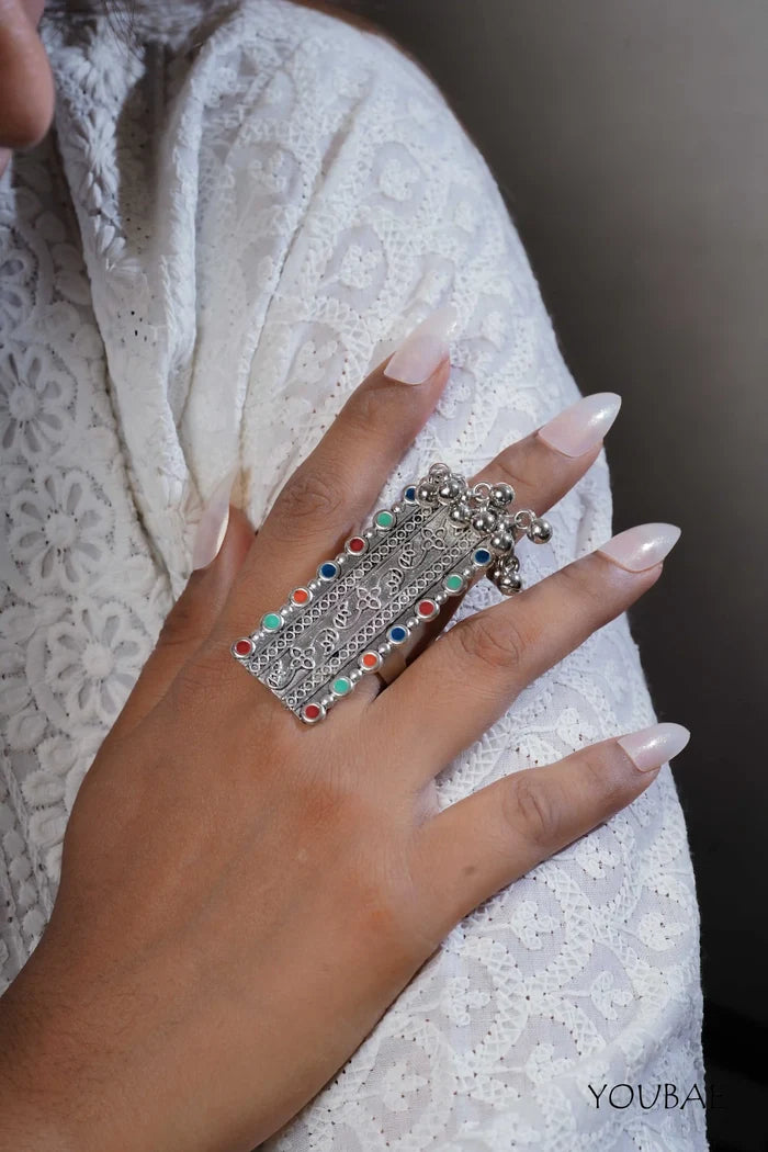 Meglekha Free Sized - Adjustable, Bohemian Oxidised Ring