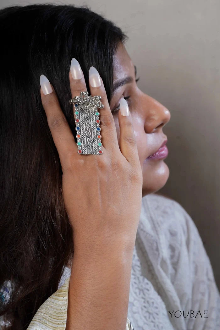 Meglekha Free Sized - Adjustable, Bohemian Oxidised Ring