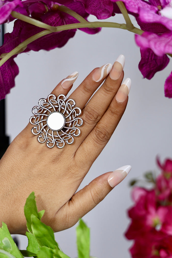 Mehkaana Free Sized - Adjustable, Bohemian Oxidised Ring