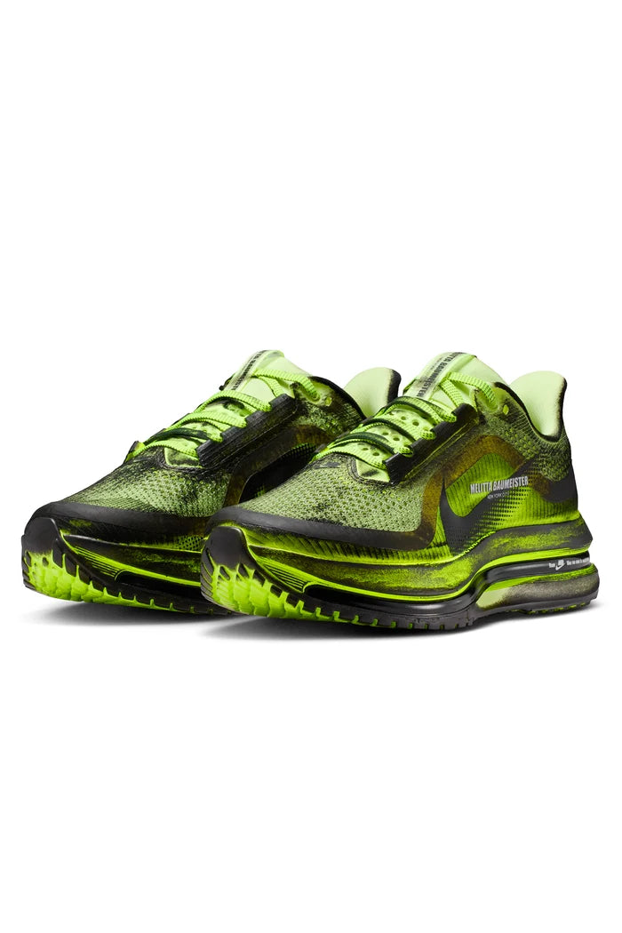 Black and green sneaker on a white background