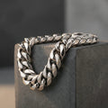 Men's Stainless Steel 14mm Chain Bracelet 9in (Silver-Gold-Black)
