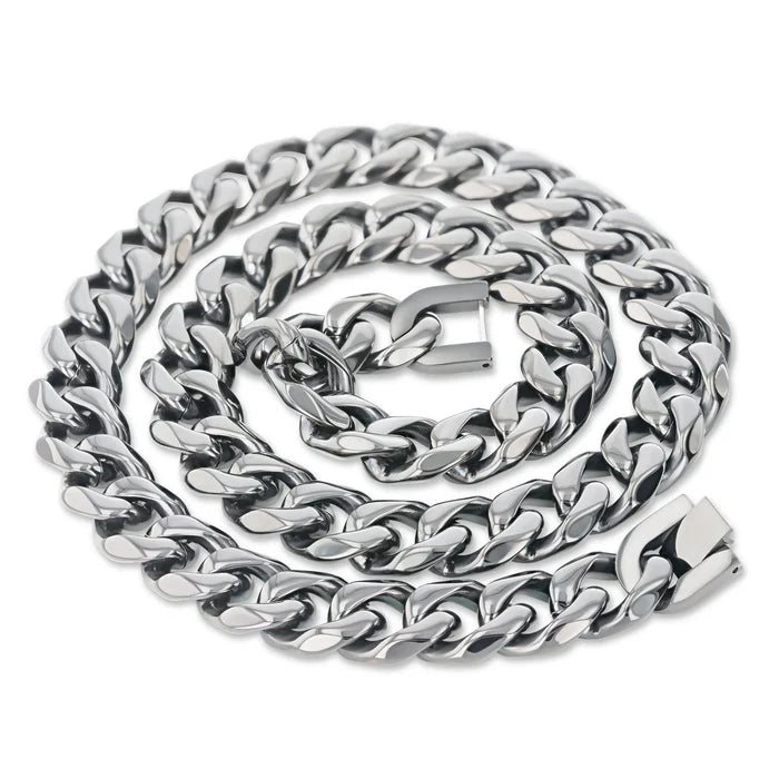 Men's Stainless Steel 14mm Chain Necklace - 22 Inch (Silver-Gold-Black)
