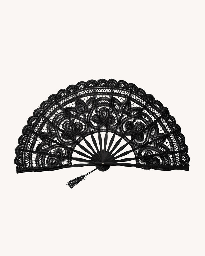 Midnight Drama Lace Hand Fan