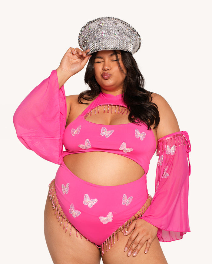 Midnight Monarch Bodysuit With Sleeves