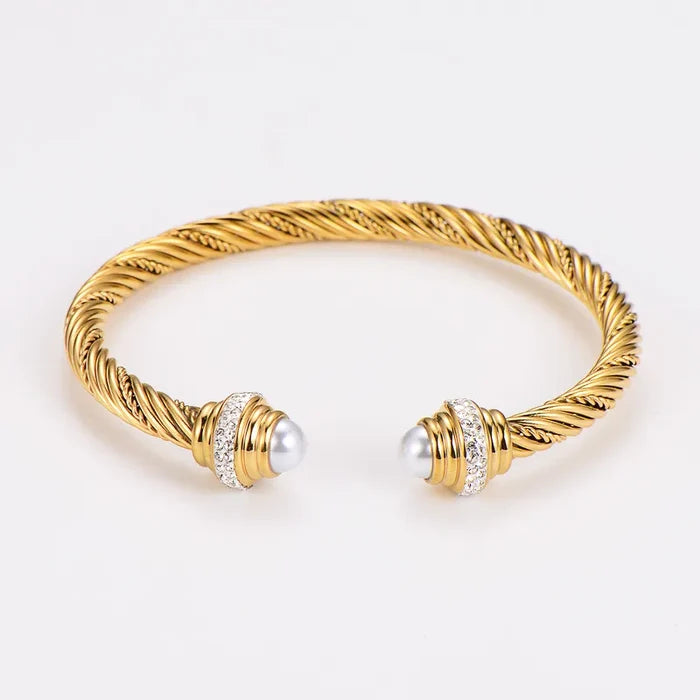 Millie Pearl Pavé Textured Cuff