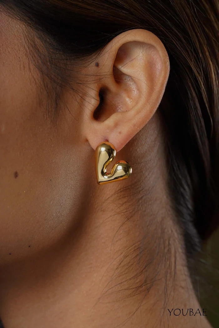 Mini Quirky Heart Anti-Tarnish Steel Earrings