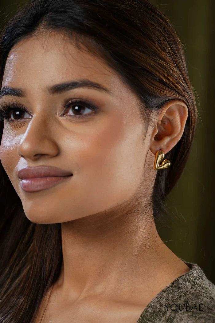 Mini Quirky Heart Anti-Tarnish Steel Earrings