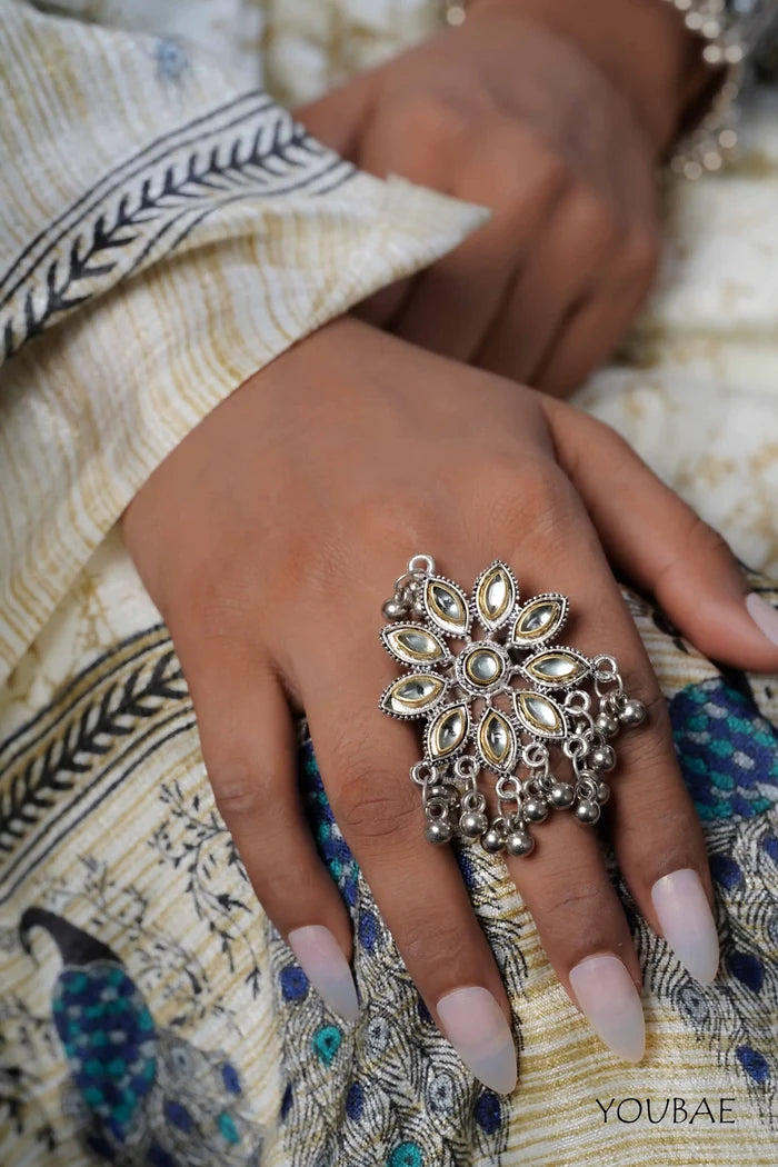 Mohini Free Sized - Adjustable, Bohemian Oxidised Ring