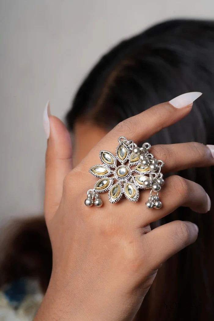 Mohini Free Sized - Adjustable, Bohemian Oxidised Ring