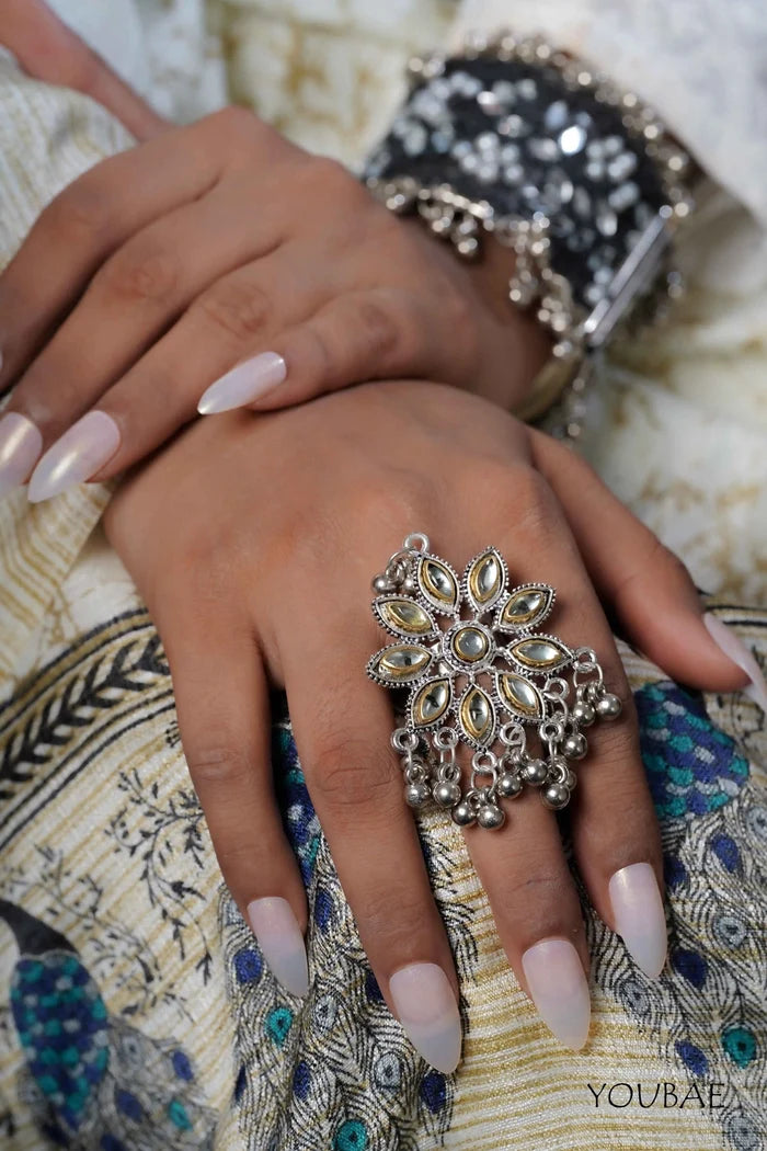 Mohini Free Sized - Adjustable, Bohemian Oxidised Ring