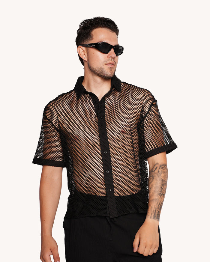 Momentum Fishnet Button Up Shirt