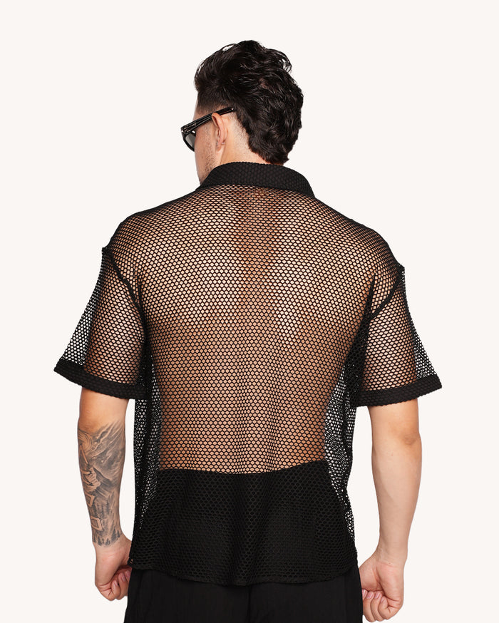 Momentum Fishnet Button Up Shirt
