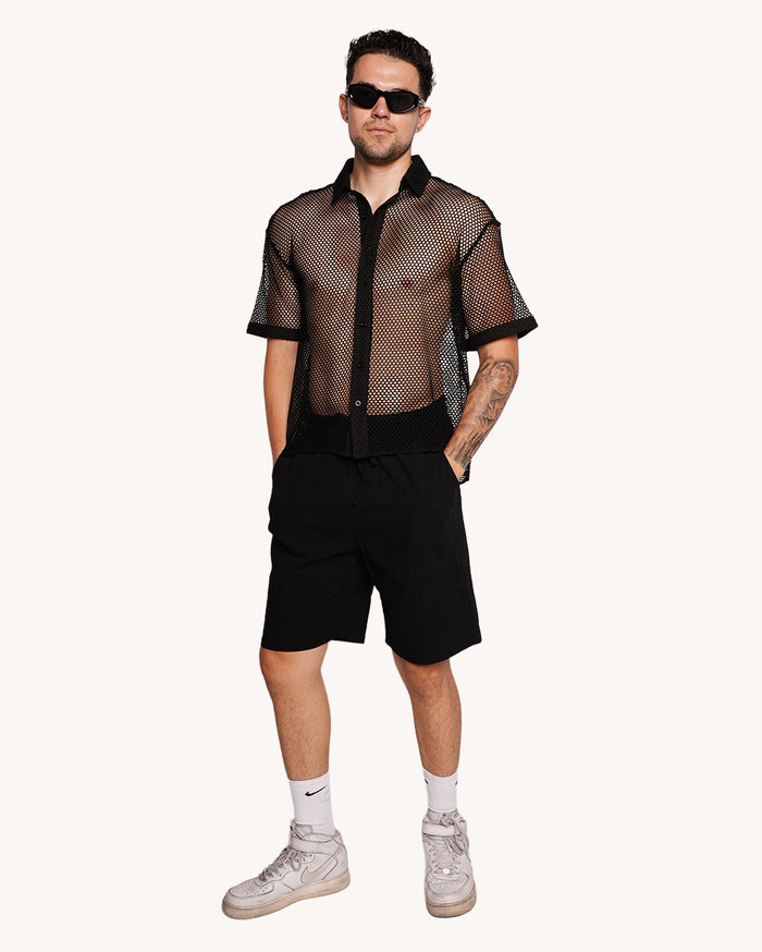 Momentum Fishnet Button Up Shirt